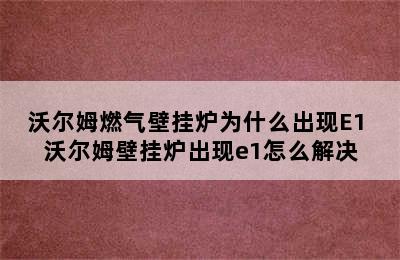 沃尔姆燃气壁挂炉为什么出现E1 沃尔姆壁挂炉出现e1怎么解决